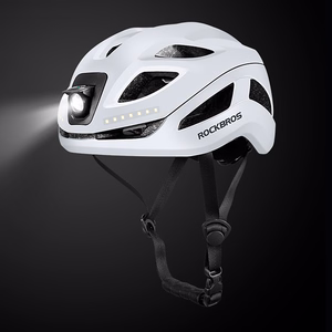 Rockbros ZK-077 velosipēda ķivere ar integrētu daudzvirzienu apgaismojumu 57-61 cm - balta