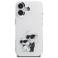 Karl Lagerfeld IML Aquarelle Karl & Choupette & Logo iPhone 16 macins - balts