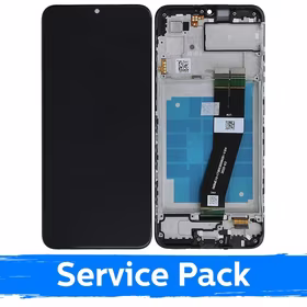 LCD Displejs Saderīgs ar Samsung A035G A03 EU Melns Ar Frame (Service Pack)