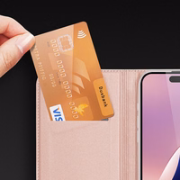 Dux Ducis Skin Pro viedtālruņa apvalks iPhone 16 Pro Max ar atveramu vāciņu un karšu nodalījumu - rozā