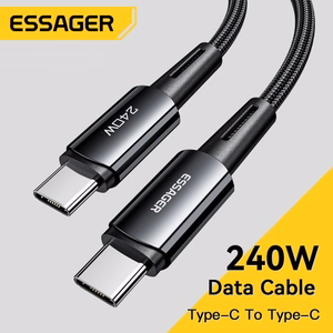 USB kabelis Essager Ultra tumši pelēks Type-C / Type-C 100cm (līdz 240W!!!)