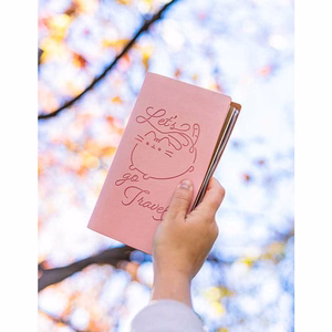 Pusheen ādas ceļojumu piezīmju grāmata, B6, rozā