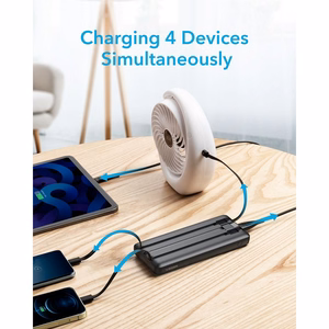 VEGER portatīvais lādētājs 10000 mAh ar iebūvētiem kabeļiem Micro USB / Type C / Lightning C10 (W1116) melna