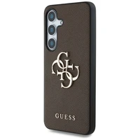 Guess Grained Big 4G Logo Small Classic Logo viedtālruņa apvalks Samsung Galaxy S25 brūns