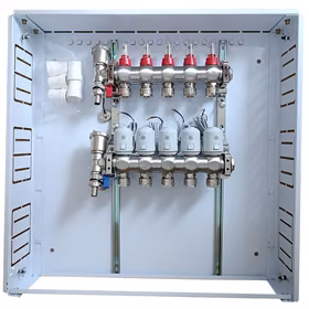 Heating Manifold 5 Loops ar Thermal Actuators NC AC230V un Flow Meters