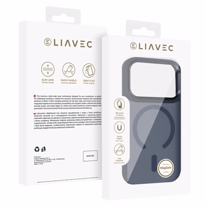 Liavec Cloudy maciņš ar metāla kameras rāmi priekš Iphone 17 Pro tumši zils (kameras vadības poga)