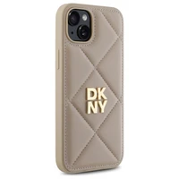 DKNY Quilted Stack Logo viedtālruņa apvalks iPhone 15 Plus - bēšs