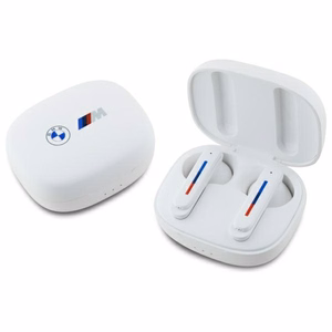 BMW Bluetooth austiņas BMBEMIATP20LOH TWS + dokstacija baltas/baltas drukāti logotipi