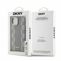 DKNY Ādas rūtainais mono raksts Magnētiskais viedtālruņa apvalks iPhone 14 - bēša