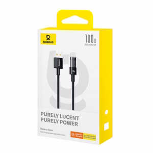 Baseus Gem USB-A uz USB-C ātras uzlādes kabelis 2 m, 100W, melns