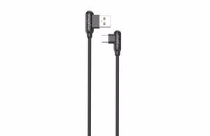 Kabelis MX CORNER ātrās uzlādes Type-C 2.4A/1M/melns leņķa