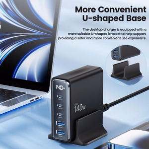 Tech-Protect DC140W-GAN 5-портовая PD140W QC3.0 Зарядная станция - чёрный