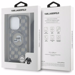 Karl Lagerfeld IML pār plecu monogrammas Karl un Choupette galvas MagSafe viedtālruņa apvalks iPhone 16 Pro - melns