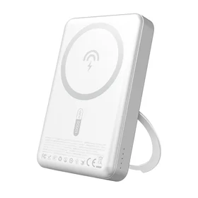 Dudao K28 10000mAh PD 22.5W Magnētiskā portatīvais lādētājs ar metāla apvalku un gredzena statīvu - sudraba