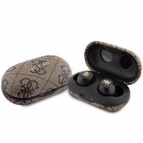 TWS Guess 4G Metal Bluetooth austiņas ar ENC uzlādes staciju - brūnas