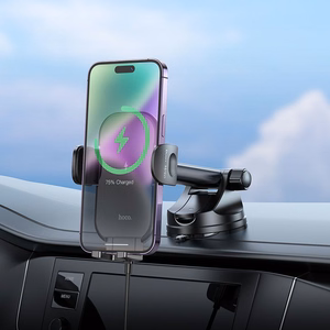 HOCO auto turētājs ar bezvadu uzlādi priekšējā stikla / centrālās konsoles 15W HW5 melns