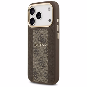 Guess 4G Stripe Magnētiskais viedtālruņa apvalks iPhone 17 Pro - brūna