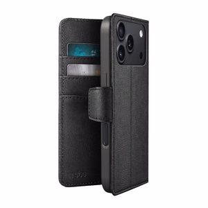 SBS Wallet Classic maciņš modelim iPhone 18 Pro Max, ar maku un statīvu – melns