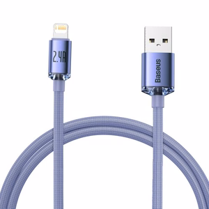 USB kabelis Baseus Crystal Shine violets Lightning 120cm
