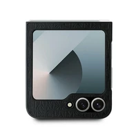 DKNY Viedtālruņa apvalks Samsung Galaxy Z Flip6 ar atkārtojošu Stack Logo dizainu – melns