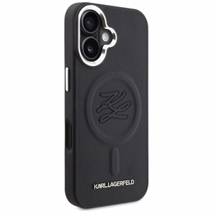 Karl Lagerfeld Initial & Metal Logo MagSafe Case for iPhone 16 - Black