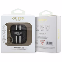 Guess GUA2P4RPSK AirPods 1/2 apvalks melns/melns ar 4G rakstiem un piekariņu