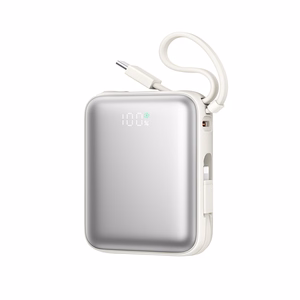 Joyroom JR-PBF27 10000mAh 22.5W внешний аккумулятор со встроенными кабелями USB-C и Lightning - Белый