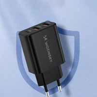 Wozinsky CWCUCUCB 30W USB-C / 2 x USB-A sienas lādētājs - melns