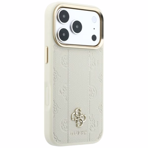 Guess Stripe Peony 4G Logo MagSafe maciņš modelim iPhone 18 Pro / 17 Pro – krāsa: bēša