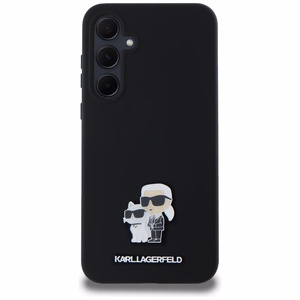 Karl Lagerfeld Silikona Karl&Choupette Metal Pin viedtālruņa apvalks Samsung Galaxy A35 - melns