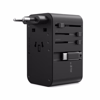 Ceļojumu adapteris Choetech PD5022 70W EU/US/AUS/UK ar iebūvētu USB-C kabeli (melns)