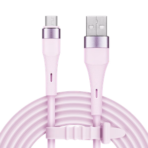 Kruger&Matz Basic USB–microUSB silikona kabelis, 1 m, rozā