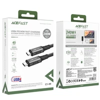 Acefast C1-09 USB-C / USB-C USB4 PD3.1 kabelis 5A 1m - pelēki melns