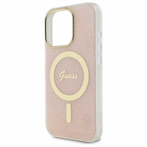 Guess IML 4G Magnētiskais viedtālruņa apvalks iPhone 16 Pro - rozā