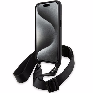 BMW M Edition Carbon Stripe & Strap viedtālruņa apvalks iPhone 15 Pro - melns