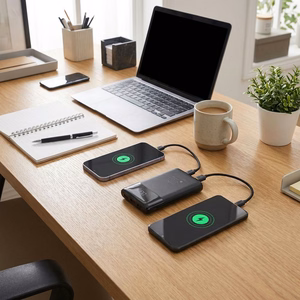FORCELL F-ENERGY F10K6 Multicharge ārējais akumulators ar iebūvētiem USB-C un Lightning kabeļiem, PD, QC3.0, 3 A, 22,5 W, 10000 mAh, melns