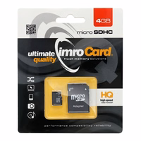 Imro atmiņas karte 4GB microSDHC cl. 10 + adapteris