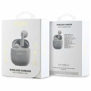 Guess Bluetooth austiņas GUTWSJ14ESGE TWS + dokstacija taupe drukāts klasiskais logotips