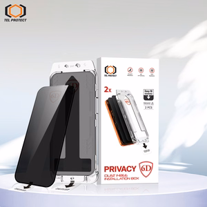 Tel Protect Dust-Free Easy Fit Privacy Full Glue 6D Tempered Glass for Iphone 15 Pro black - 2 pieces