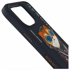 Nimmy Glasses Cool Kaķa apvalks iPhone 15 Pro – melns
