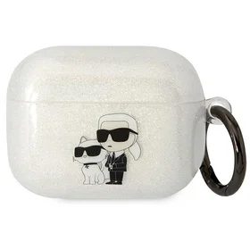 Karl Lagerfeld KLAPHNKCTGT Airpods Pro apvalks caurspīdīgs Gliter Karl&Choupette