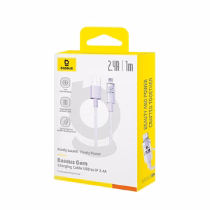 Baseus Gem USB-A uz Lightning 2.4A ātras uzlādes kabelis 1 m, violets