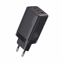 USAMS Tīkla lādētājs 2xUSB-C+1xUSB 65W (tikai galviņa) GaN PD3.0 +QC3.0 Fast Charging melns Sandru Series CC180TC01 (US-CC180)
