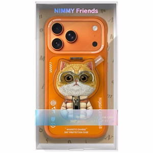 Чехол Nimmy Cool&Cute 2.0 Cat для iPhone 17 Pro с магнитным держателем - оранжевый