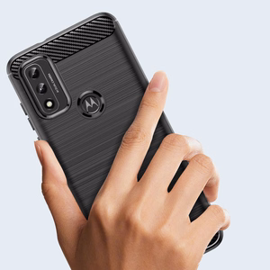 Carbon viedtālruņa apvalks elastīgs pārsegs Motorola Moto G Play 2022 melns