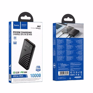 Ārējais akumulators Hoco Q42, 10000 mAh, QC PD, 30 W, 3 A, melns