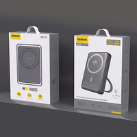 Dudao K28 10000mAh PD 22.5W Magnētiskā portatīvais lādētājs ar metāla apvalku un gredzena statīvu - pelēka