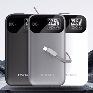 Dudao K31 10000 mAh 22.5W PD внешний аккумулятор со встроенным кабелем - Серый
