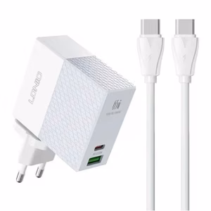 Зарядное устройство LDnio "A2620C" белое 65W (PD / QC3.0) + кабель Type-C / Type-C 100см