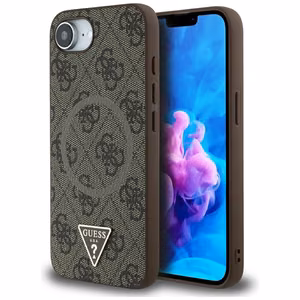 Guess 4G Ring Triangle Logo Magnētiskais viedtālruņa apvalks iPhone 16e - brūns